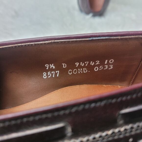 Allen Edmonds Manchester Mens Tassel Loafer 9.5 D Burdundy Calfskin Dress Shoes - Picture 9 of 10